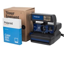 Custom camera, Polaroid 600 blue pulse 636 instant camera, vintage camera