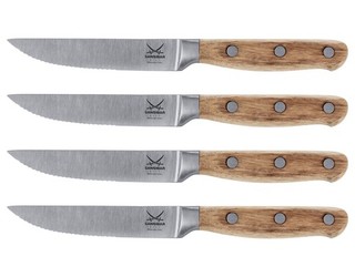 Sansibar Steakmesser Küchenmesser Messer Niet Griff 4er Set FSC Lizenz hellbraun