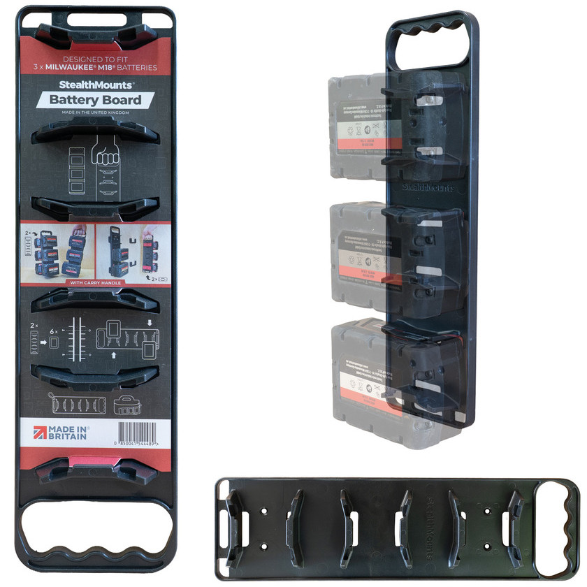 StealthMounts Battery Board For Milwaukee M18 Batteries With Handle