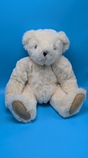 Rare 15" Vintage White Vermont Teddy Bear Co. Plush Bear w/Blue Eyes Excellent
