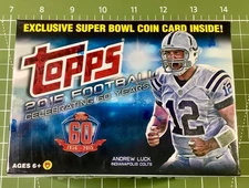 TOPPS 2015 Football Blaster Box w/Exclusive Super Bowl Coin Card SEALED!!!!!!!!!