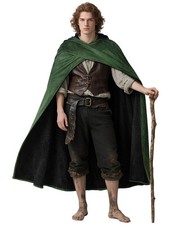 Medieval Hooded Cloak Soft Heavyweight Velvet Green - Perfect for Ren Faire