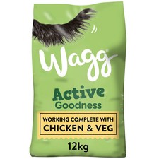 Wagg Active Goodness Complete Dry Adult Dog Food Chicken & Veg 12kg - For All 1.25 per kilo