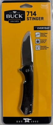 Buck 714 Stinger Manual Folding Knife D2 Black Frame Lock Flipper 0714BKS-C