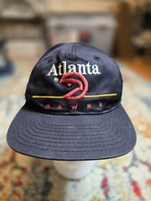 Vintage 90's Atlanta Hawks Logo Adjustable Snapback Cap Hat NBA Basketball READ