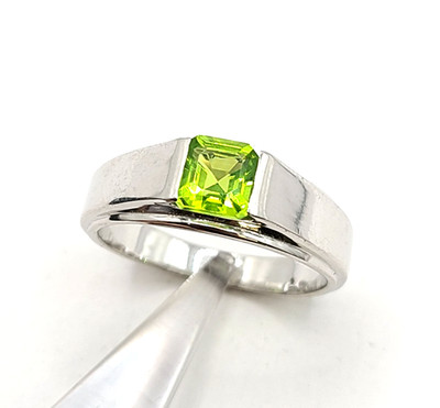 Peridot Ring for Men 925 Silver, Peridot Gemstone Ring Personalized Gift for Him