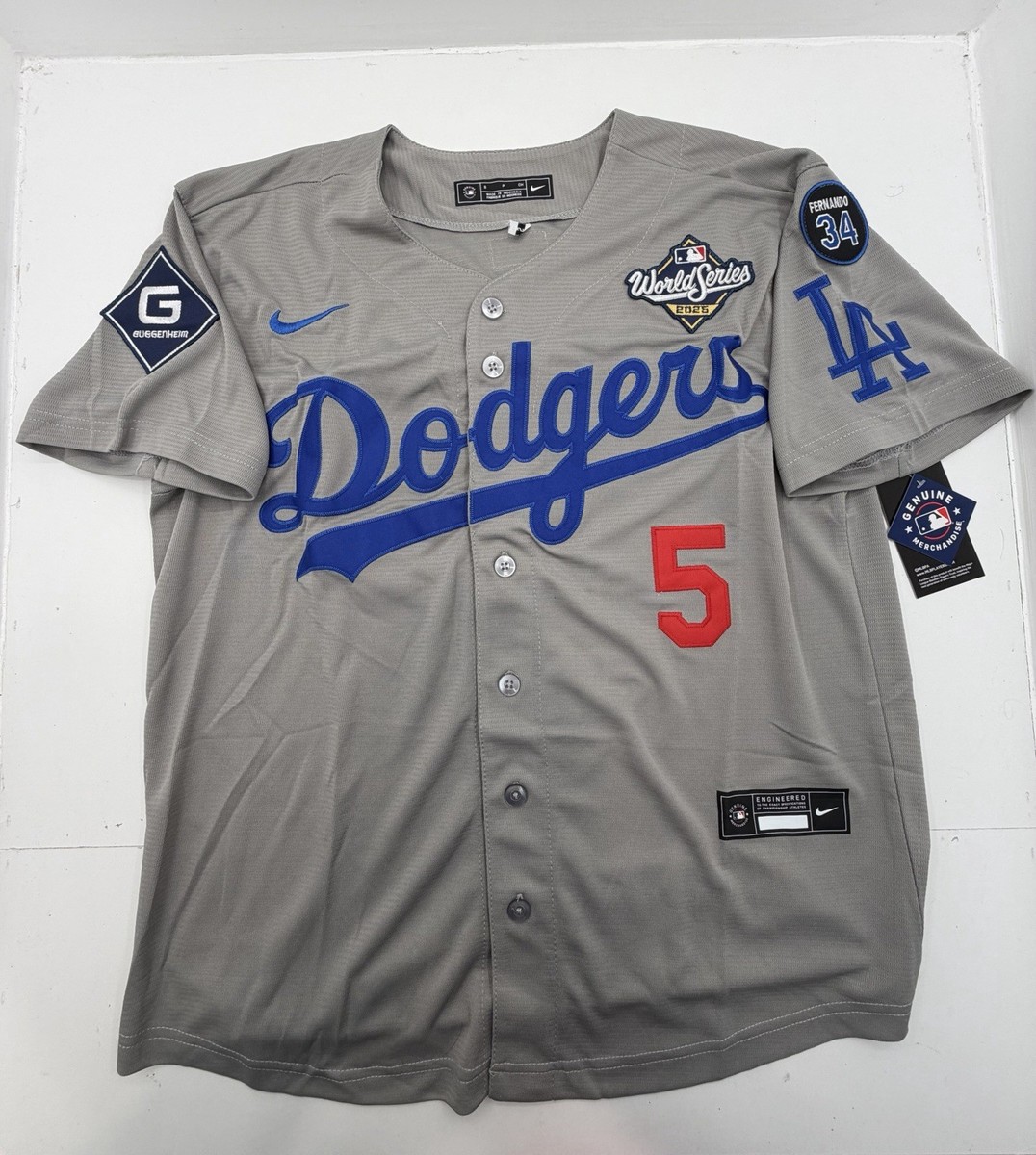 Dodgers ユニフォーム グレー 半袖 Freddie Freeman #5 Dodgers 2025 World Series Jersey Stitched Grey