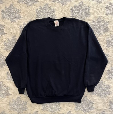 Vintage Jerzees Sweatshirt Adult XL Navy Blue Crewneck Pullover Made In USA 90s