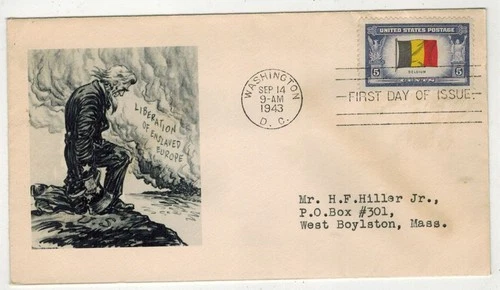 1943 Patriotic RARE HPS ADDON UNCLE SAM  OVERRUN COUNTRIES 914 BELGIUM 1/1 MADE