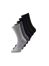 Image of Jack & Jones 5 Pack Jacjens Crew Socks - Black, Navy, Grey