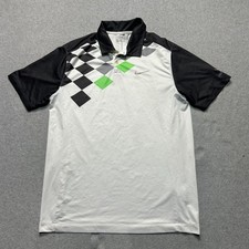 Nike Golf Polo Shirt Mens Medium White Geometric Tour Performance Dri Fit