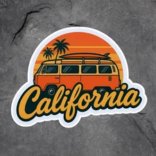 California sticker vinyl decal retro sunset van life RV window mug laptop 