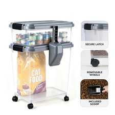 3Pc Airtight Pet Food Container Kit Dog Cat Food Storage Bin Treat Box Scoop