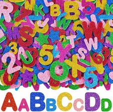 616 Pcs Glitter Foam Letter Stickers,Foam Alphabet Number Stickers,8 Colors