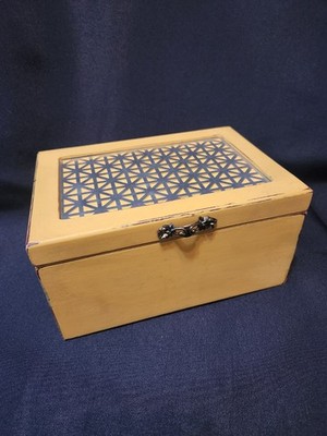 Vintage Restored Refurbished Jewelry box Valet, Golden with blue lined inside
