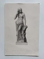 Antique Engraving Female Nude Egeria, the Roman nymph and counselor to King Numa