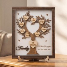 Custom Wood Family Tree Sign, Personalized Name Display, Gift for Family