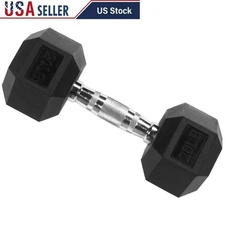 Rubber Hex Dumbbell 20lb Anti-Slip Comfort Grip Strength Training Weight Fitness