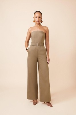 Karen Millen Damen Jumpsuit UK 8 Grün Viskose Neu Mit Etikett