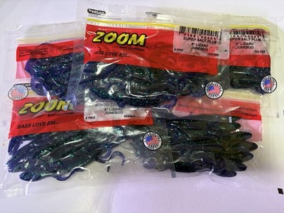 5 PACK BUNDLE Zoom Super salt plus 6  Lizard  Junebug  Soft Plastic Bait