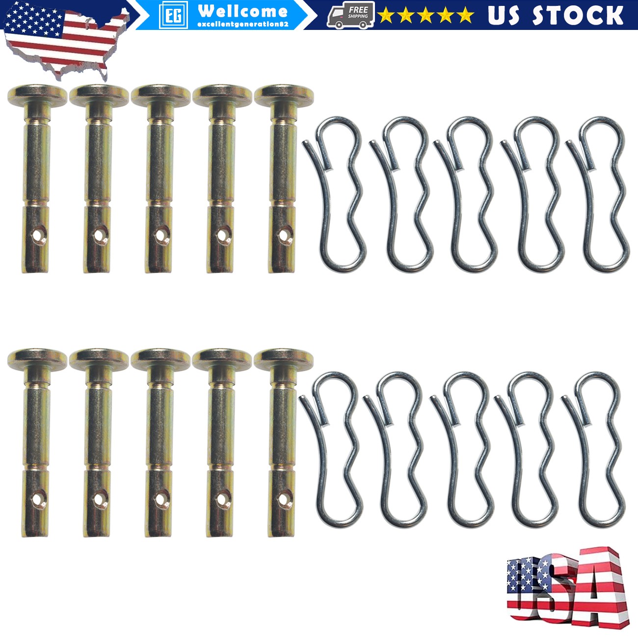 10PACK 738-04124A Shear Pins&Cotter Pins Fits MTD Cub Cadet Craftsman Snowblower