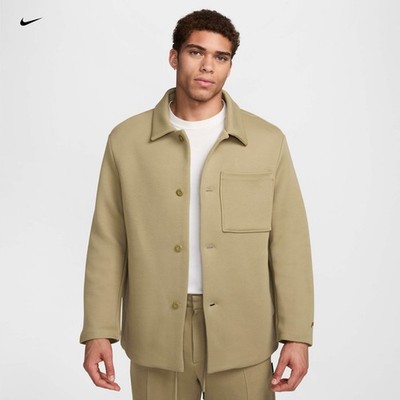 Nike Tech Fleece Shacket Jacket Neutral Olive FZ7566-276 Men's Size Large-TALL
