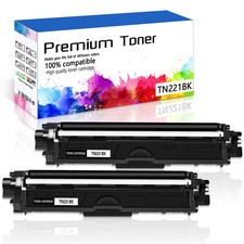 2 PK TN221 Black Toner Cartridge for Brother HL-3140CW HL-3150CDN HL-3170CDW