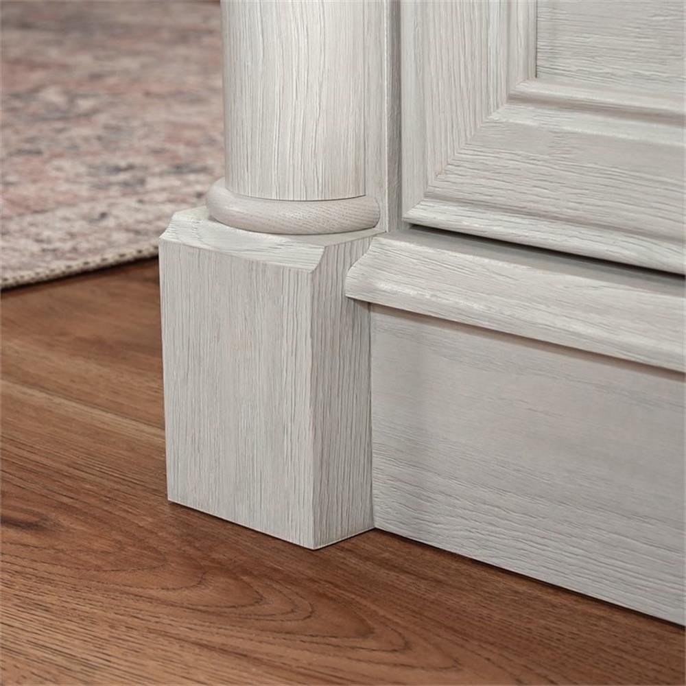 Sauder Palladia Engineered Wood L-Shaped Desk in Glacier Oak/Rosso Slate Accents