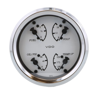 #ad #ad VDO Allentare 4 In 1 Gauge 85mm White Dial Black Pointer Oil Pressure Wa $142.55