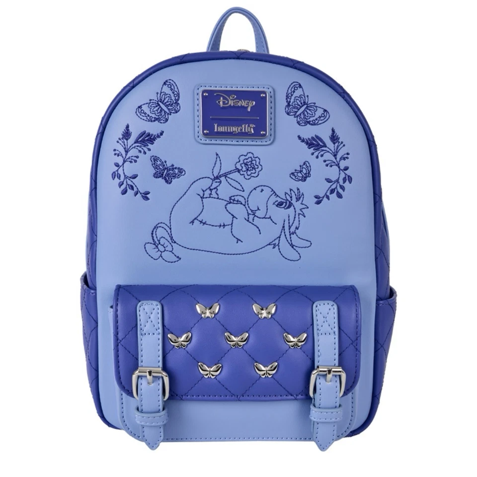NUEVO CON ETIQUETAS LOUNGEFLY Disney Winnie The Pooh Floral Eeyore Acolchado Textura Mini Mochila Foto 2 de 4