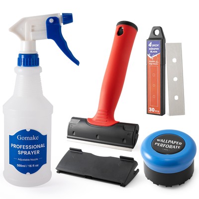 Wallpaper Remove Tool Set With Perforating Scoring Tool,Spray Bottle,4 inch R...