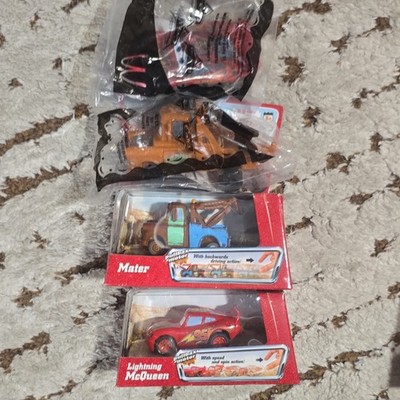 4 pack Disney Pixar Cars Pullback Motor Lightning McQueen,Mater & McDonalds 
