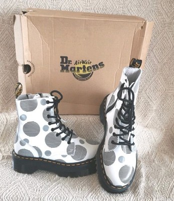 Dr Martens Jadon Large Polka Dot Plateau Quad Leder Stiefel Größe 5 mit Karton