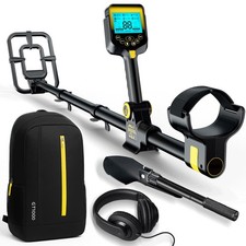 Metal Detector for Adults Waterproof - 2000mAh Chargeable Professional BLACK