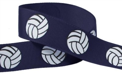 Volleyball Ribbon for Crafts - Q-YO 3/8''-1.5'' 10yd 7/8'' Volleyball-Navy 