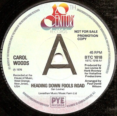 Carol Woods - Heading Down Fools Road - Used Vinyl Record 7 - Promo - G8100z