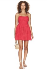 Show Me Your Mumu Out Of Town Mini Dress S Red | Eyelet Beach Vacation Coastal