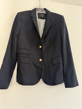 J Crew Womens Classic Wool Schoolboy Blazer Navy with Gold Buttons Preppy Size 6