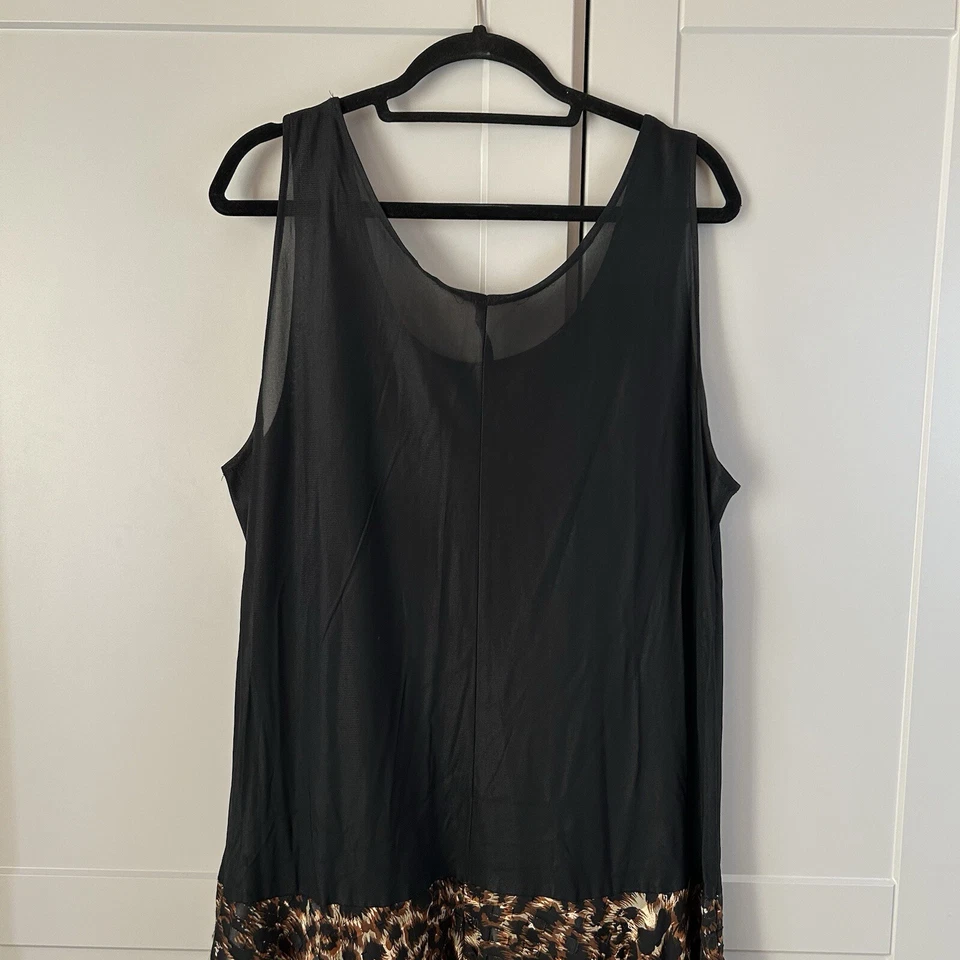 Vestido sin Mangas De Colección Para Mujer 3X Negro Transparente Top Estampado Animal Y2K Hecho en EE. UU. Foto 2 de 4