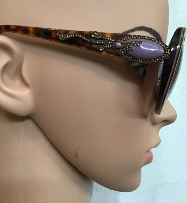 JUDITH LEIBER TORTOISESHELL SUNGLASSES WITH CRYSTALS WITH CASE Brown Women main image 4