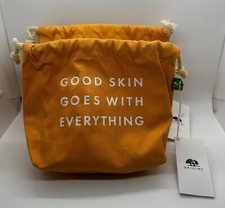 Set Of Two Origins Original Drawstring Pouches Recycled Cotton Light Orange