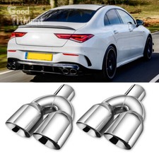 2x Exhaust Dual Pipe Tip 2.5" in 3.5" out 9.5" Length For Mercedes-Benz CLA AMG