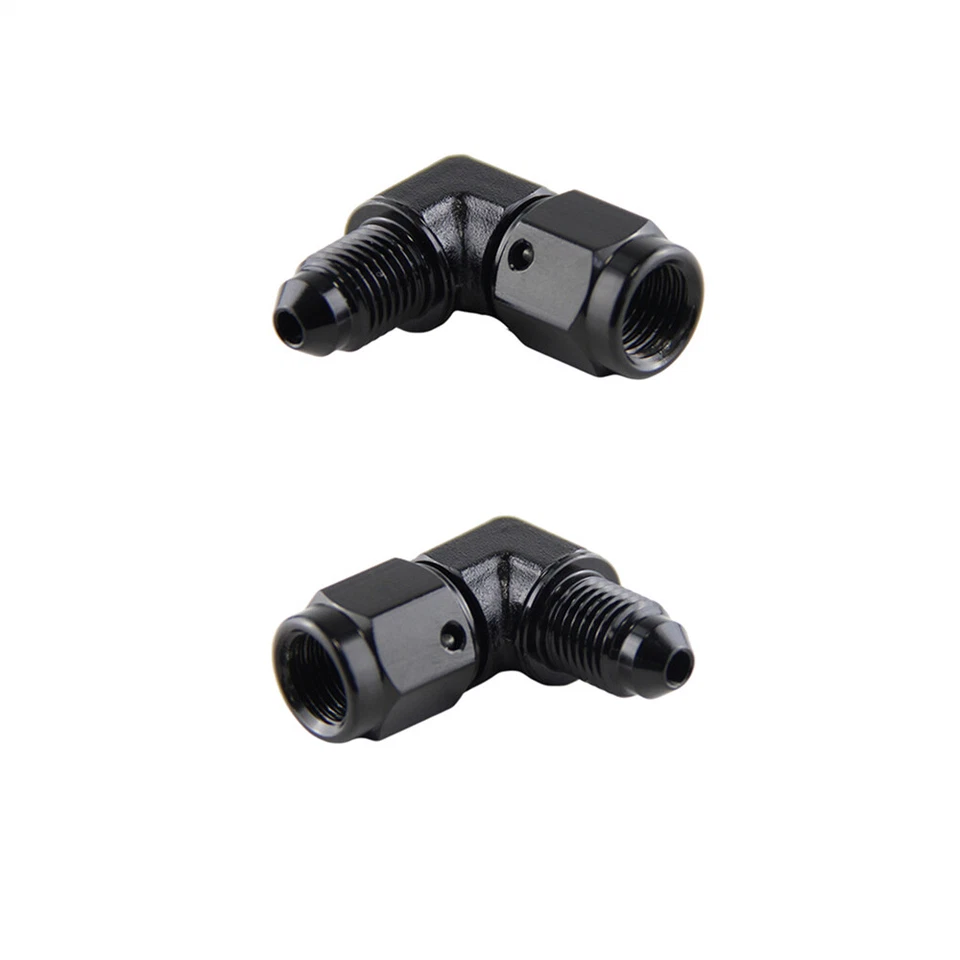 90 Degree Male 3AN To 3AN Female Swivel Coupler Union Adapter Fitting Black - Изображение 3 из 4