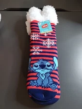 Disney Stitch Comfy Feet Unisex Fuzzy Baba Slipper Socks Shoe Size 4-10 NWT