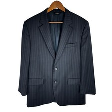 JoS. A. Bank Jacket Mens 42 Regular Wool Pinstripe Blue Single Breasted Blazer