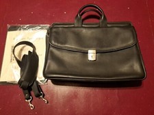 Jack Georges Black Leather Briefcase Cross body bag 16 X 6
