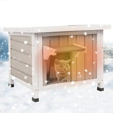 Petscosset Outdoor Cat House Insulated Feral Cat Shelter with Open Roof