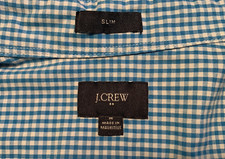 J. Crew 100% Cotton Blue Gingham Medium Slim-16" Collar-42" Chest Button Down