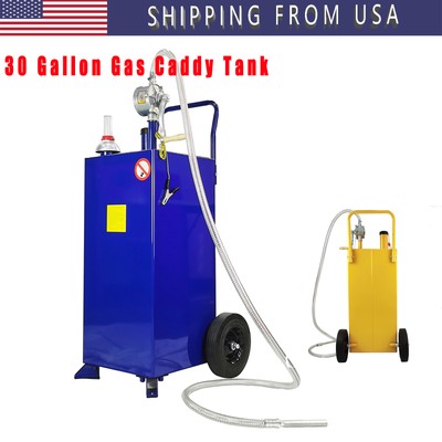 Gas Caddy Tank 30 Gallon Storage Drum Gasoline Diesel Fuel Transfer Blue  Yellow | eBay