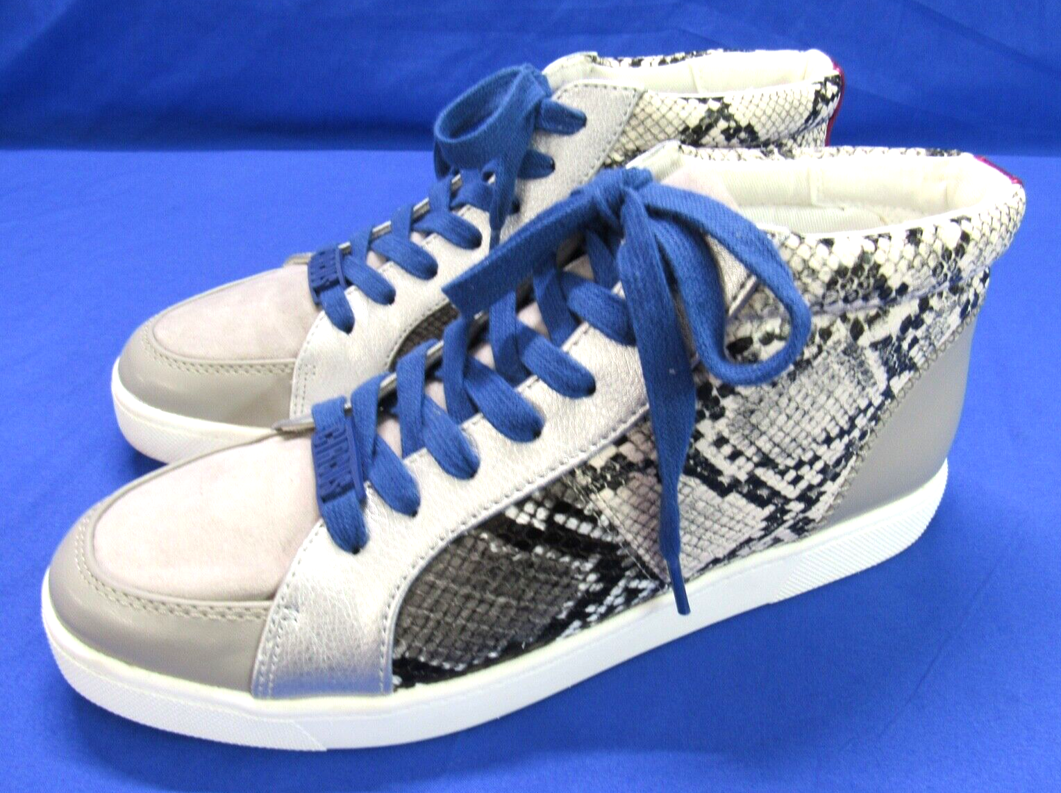 Sam Edelman Deszi Gray Snake Print Lace-Up Mid-Top Sneakers Size 8M